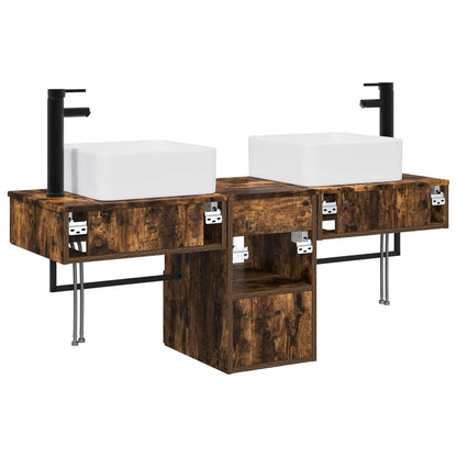 Bathroom Cabinet Set 3 pcs Smoked Oak 53 x 35 x 39 cm