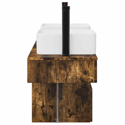 Bathroom Cabinet Set 3 pcs Smoked Oak 53 x 35 x 39 cm