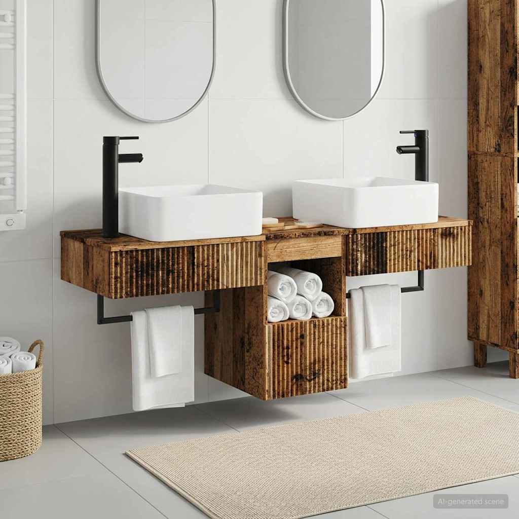 Bathroom Cabinet Set 3 pcs Old Wood 53 x 35 x 39 cm