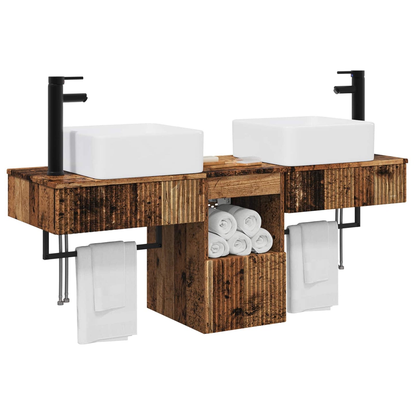 Bathroom Cabinet Set 3 pcs Old Wood 53 x 35 x 39 cm