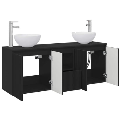 Bathroom Cabinet Set 3 pcs Black 49.5 x 35 x 63 cm