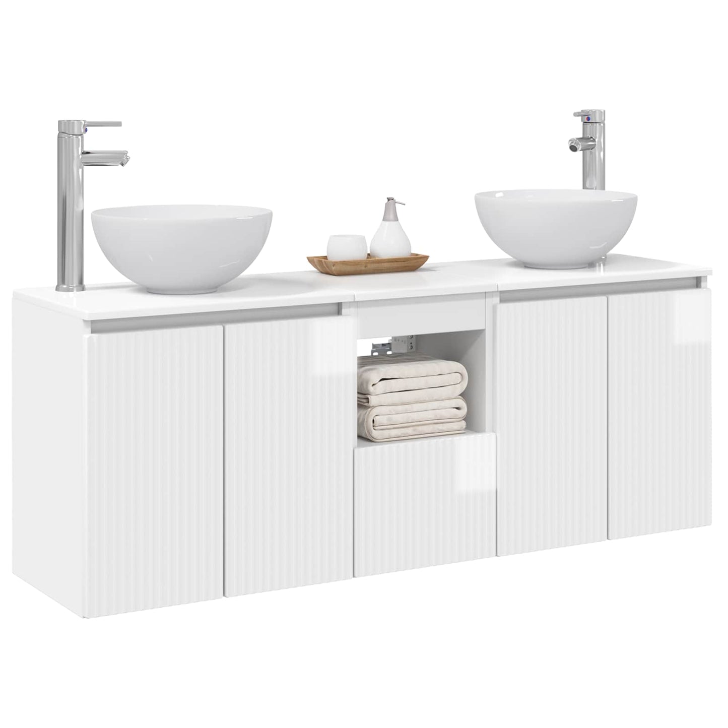 Bathroom Cabinet Set 3 pcs High Gloss White 49.5 x 35 x 63 cm