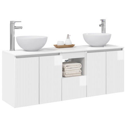 Bathroom Cabinet Set 3 pcs High Gloss White 49.5 x 35 x 63 cm