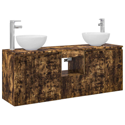 Bathroom Cabinet Set 3 pcs Smoked Oak 49.5 x 35 x 63 cm