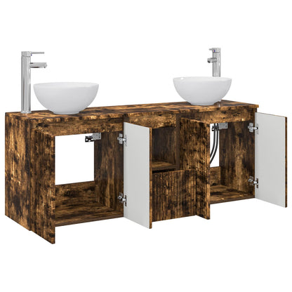 Bathroom Cabinet Set 3 pcs Smoked Oak 49.5 x 35 x 63 cm