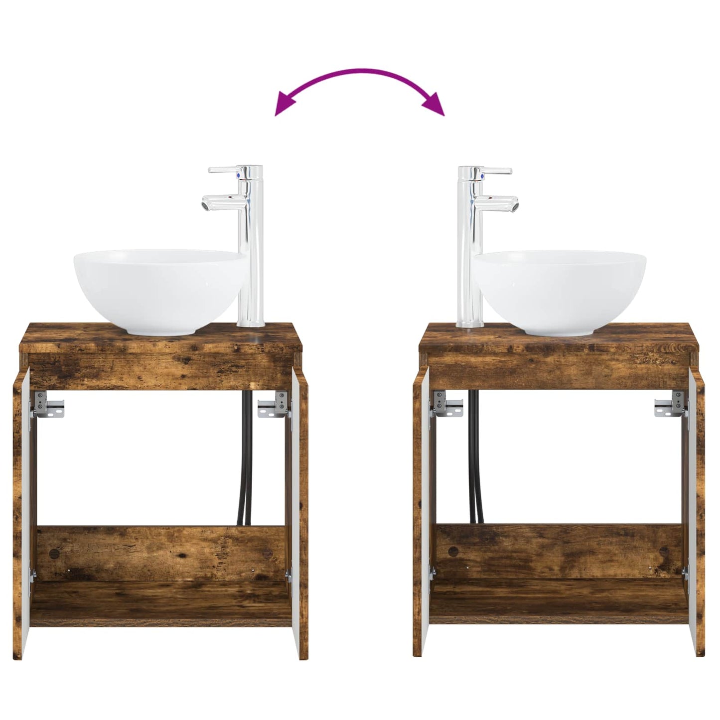 Bathroom Cabinet Set 3 pcs Smoked Oak 49.5 x 35 x 63 cm