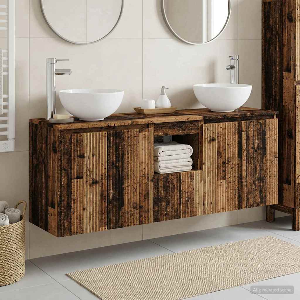Bathroom Cabinet Set 3 pcs Old Wood 49.5 x 35 x 63 cm