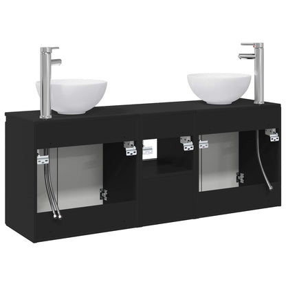 Bathroom Cabinet Set 3 pcs Black 49.5 x 41 x 64.5 cm