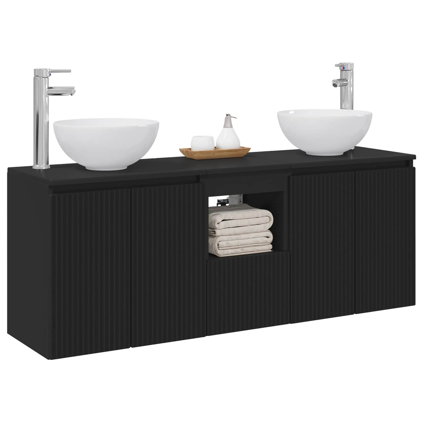 Bathroom Cabinet Set 3 pcs Black 49.5 x 41 x 64.5 cm