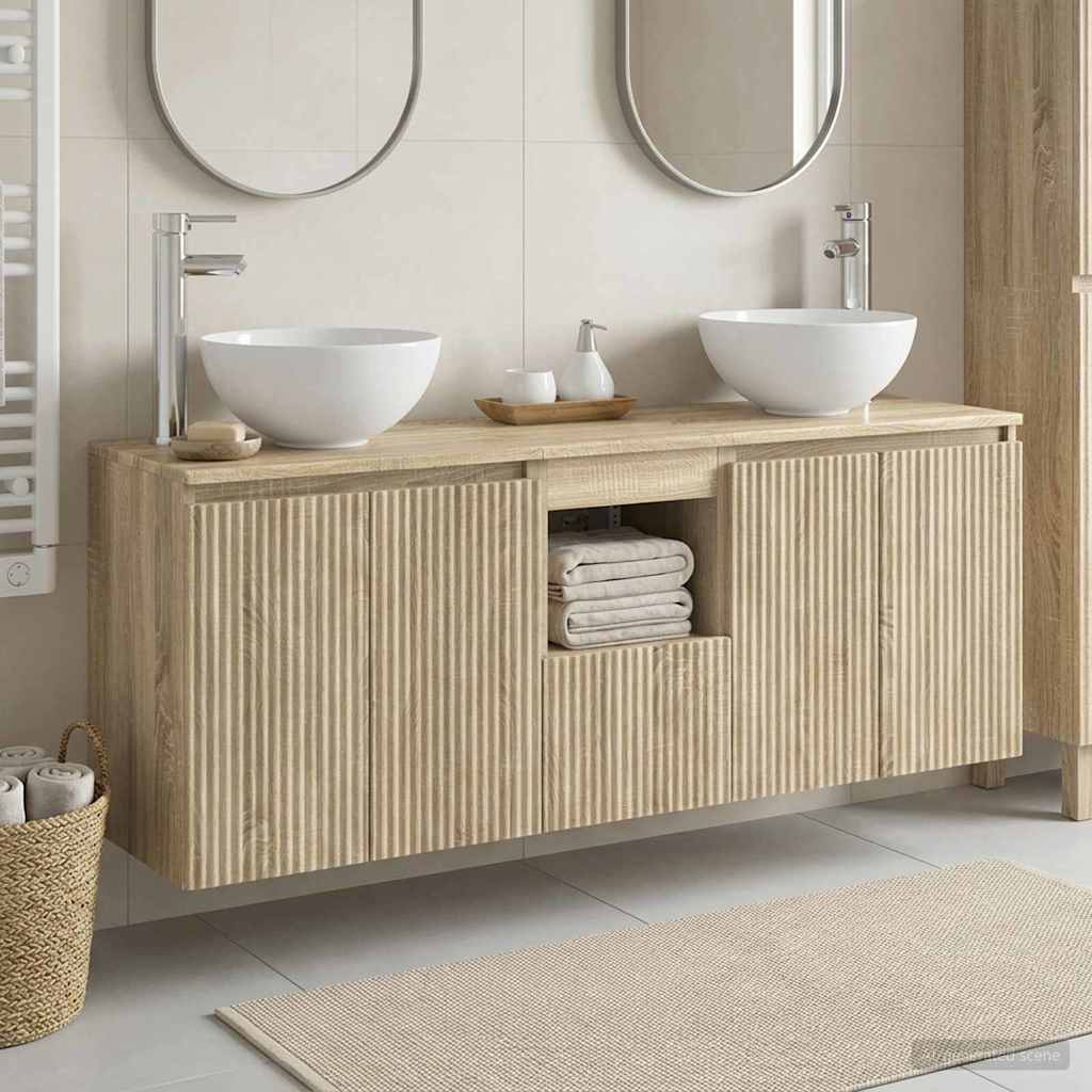 Bathroom Cabinet Set 3 pcs Sonoma Oak 49.5 x 41 x 64.5 cm