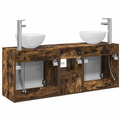 Bathroom Cabinet Set 3 pcs Smoked Oak 49.5 x 41 x 64.5 cm