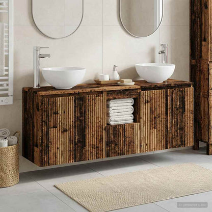 Bathroom Cabinet Set 3 pcs Old Wood 49.5 x 41 x 64.5 cm