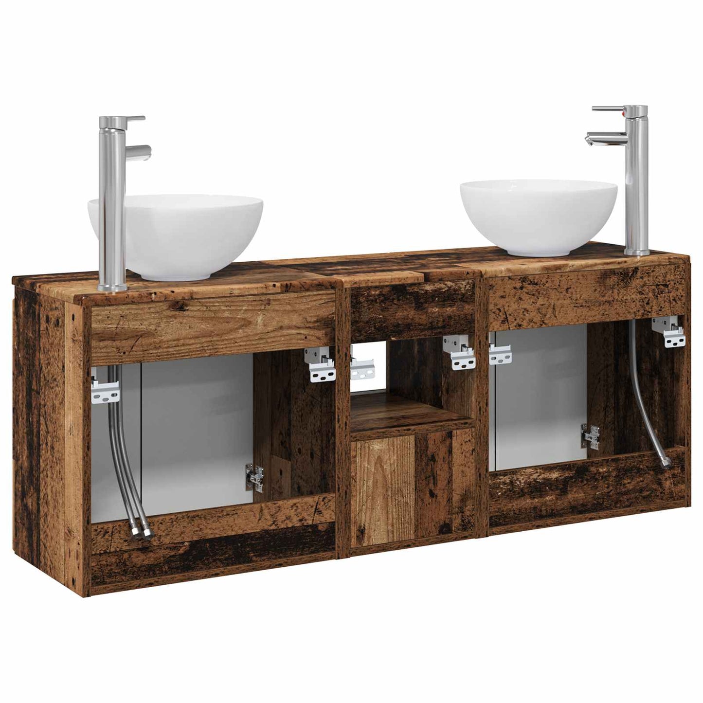 Bathroom Cabinet Set 3 pcs Old Wood 49.5 x 41 x 64.5 cm