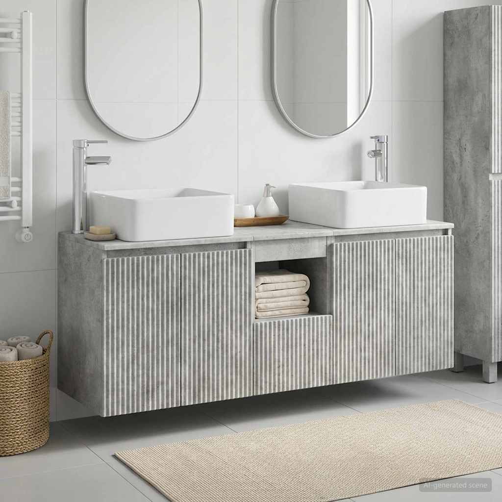 Bathroom Cabinet Set 3 pcs Concrete Grey 49.5 x 41 x 63 cm