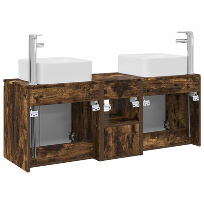 Bathroom Cabinet Set 3 pcs Smoked Oak 49.5 x 41 x 63 cm