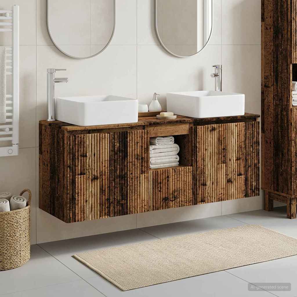 Bathroom Cabinet Set 3 pcs Old Wood 49.5 x 41 x 63 cm
