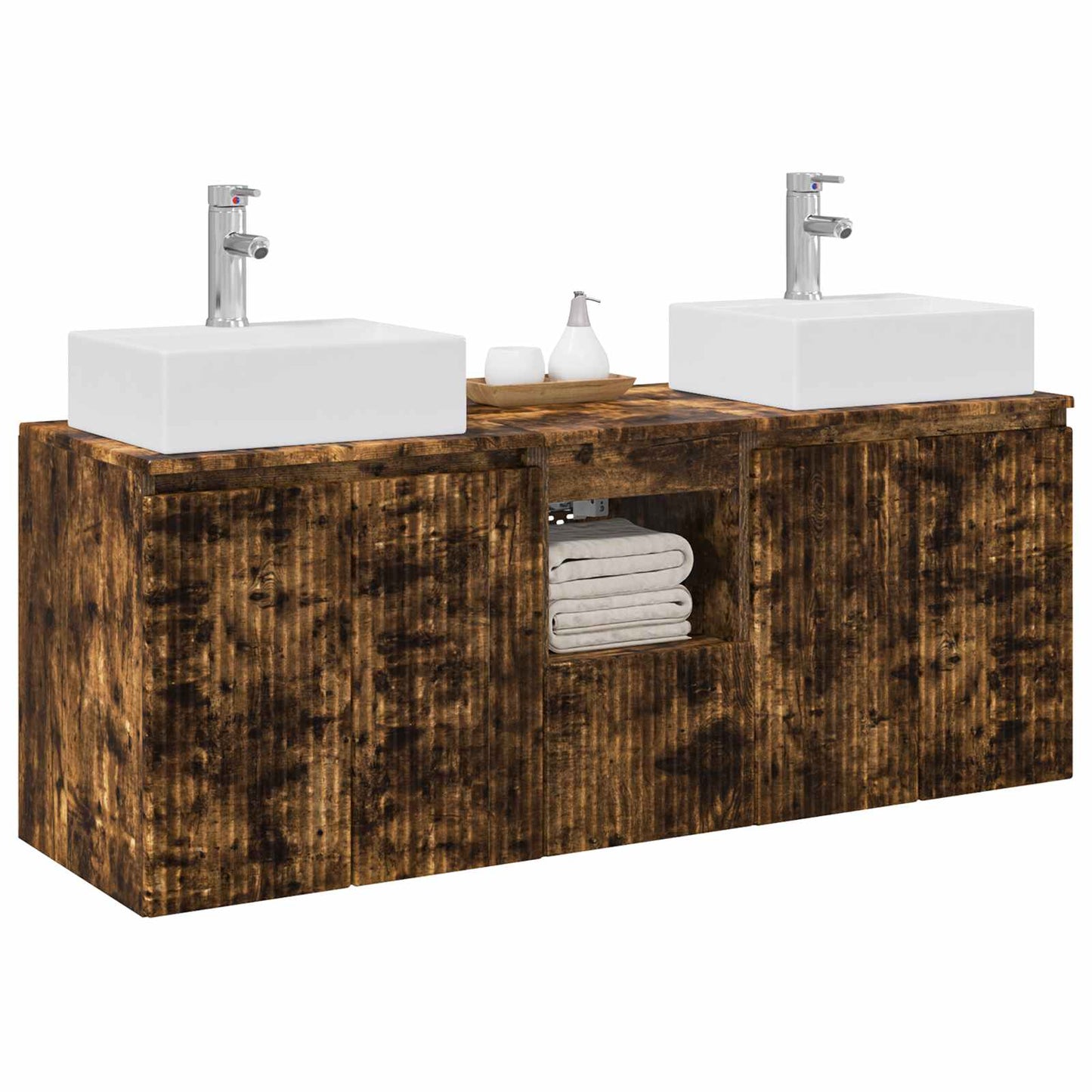 Bathroom Cabinet Set 3 pcs Smoked Oak 49.5 x 41 x 62.5 cm