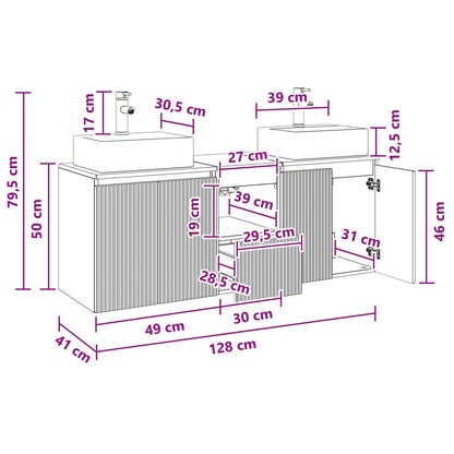 Bathroom Cabinet Set 3 pcs Smoked Oak 49.5 x 41 x 62.5 cm