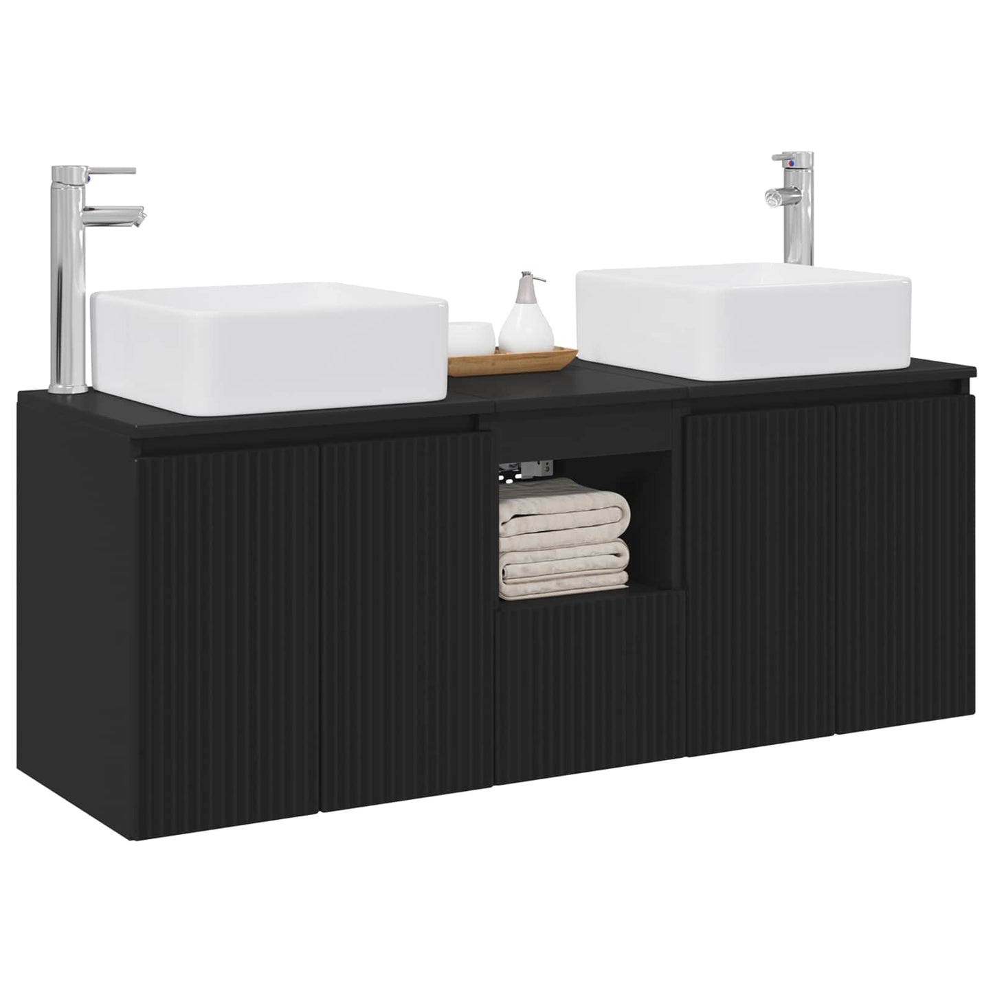 Bathroom Cabinet Set 3 pcs Black 53 x 35 x 63 cm
