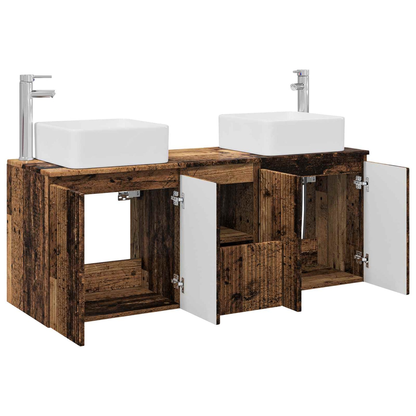 Bathroom Cabinet Set 3 pcs Old Wood 53 x 35 x 63 cm