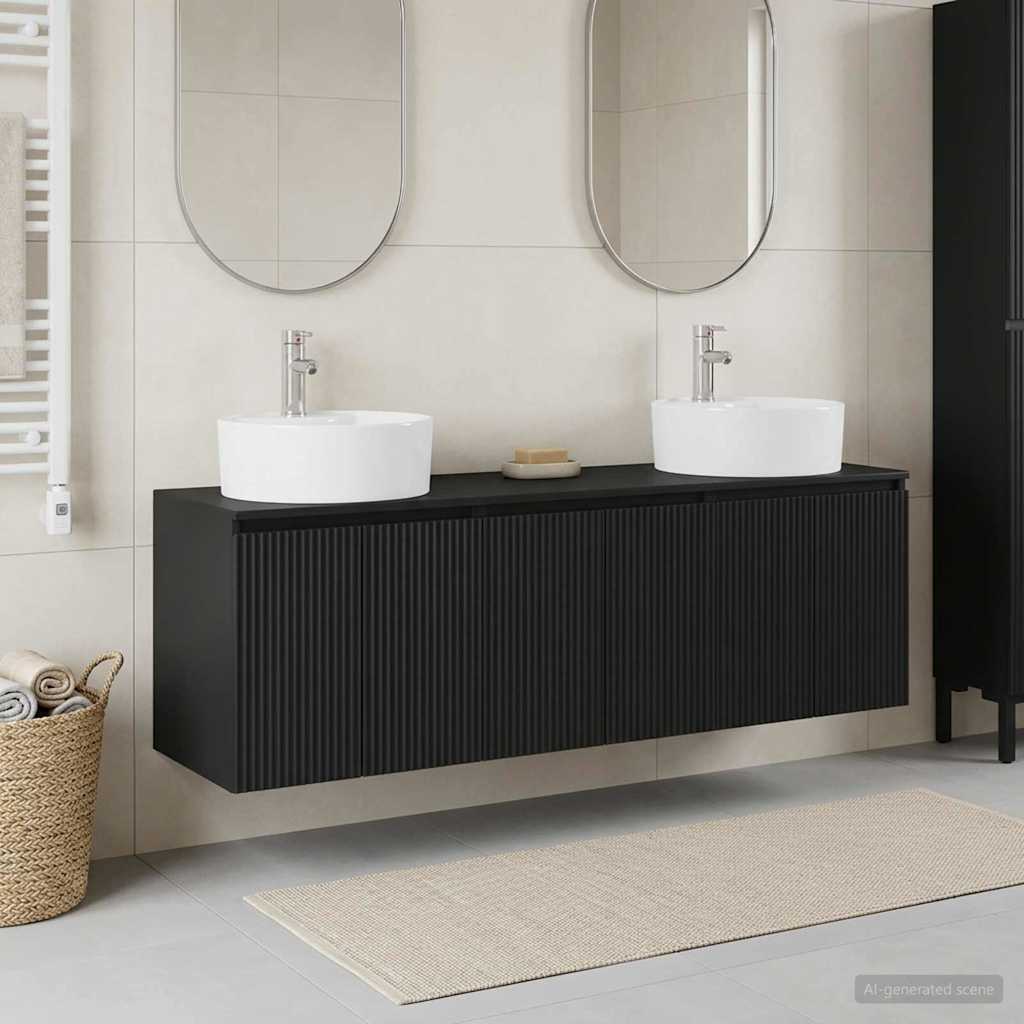 Bathroom Cabinet Set 3 pcs Black 49.5 x 44.5 x 65 cm