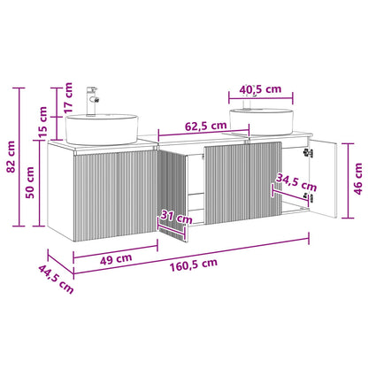 Bathroom Cabinet Set 3 pcs Concrete Grey 49.5 x 44.5 x 65 cm