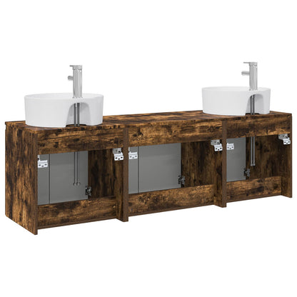 Bathroom Cabinet Set 3 pcs Smoked Oak 49.5 x 44.5 x 65 cm