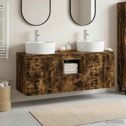 Bathroom Cabinet Set 3 pcs Smoked Oak 49.5 x 44.5 x 65 cm