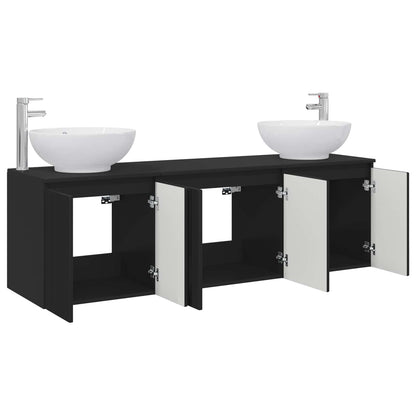 Bathroom Cabinet Set 3 pcs Black 49.5 x 44.5 x 65 cm