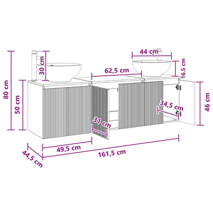 Bathroom Cabinet Set 3 pcs Black 49.5 x 44.5 x 65 cm