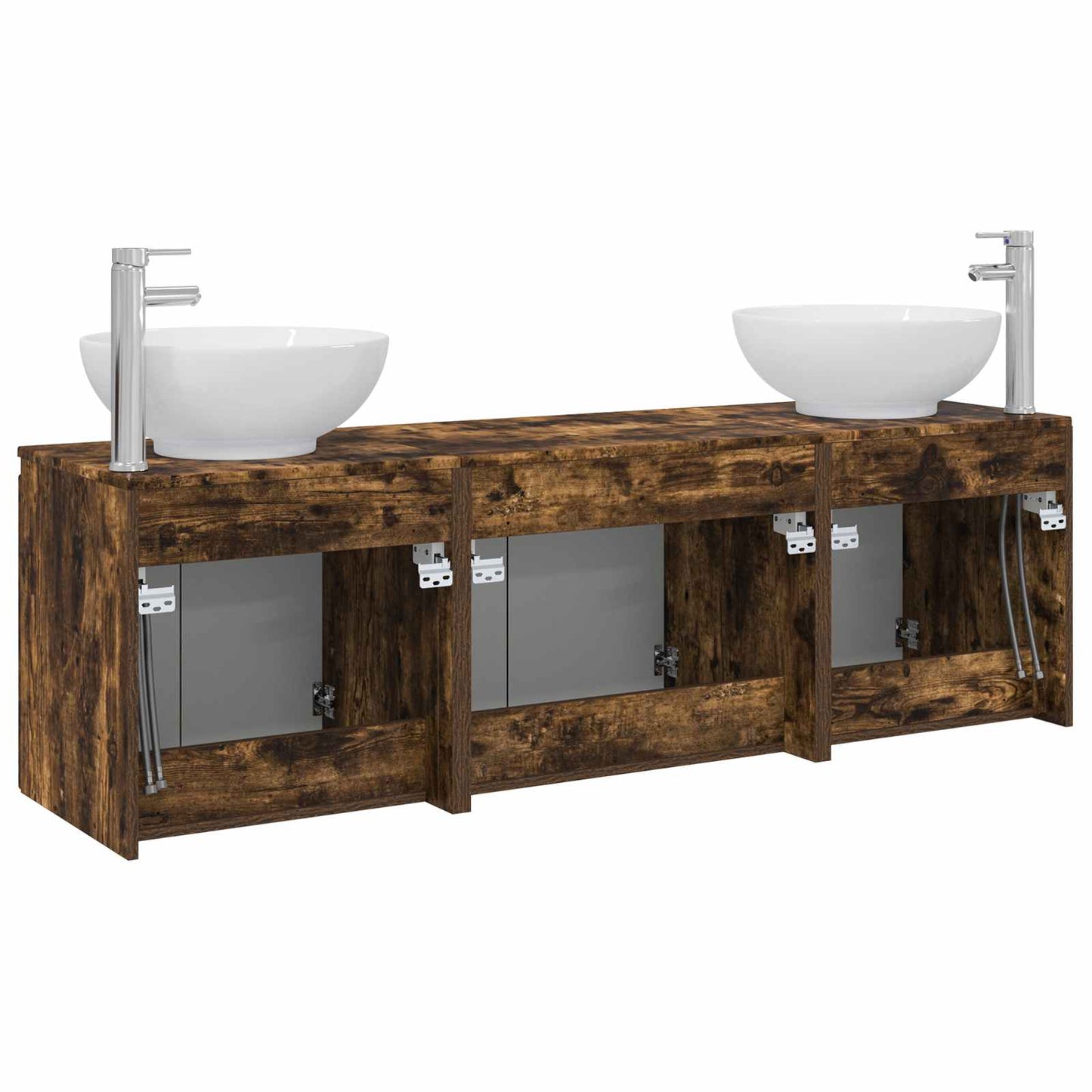 Bathroom Cabinet Set 3 pcs Smoked Oak 49.5 x 44.5 x 65 cm