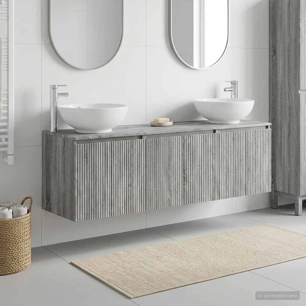 Bathroom Cabinet Set 3 pcs Grey Sonoma 49.5 x 44.5 x 65 cm