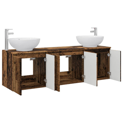 Bathroom Cabinet Set 3 pcs Old Wood 49.5 x 44.5 x 65 cm