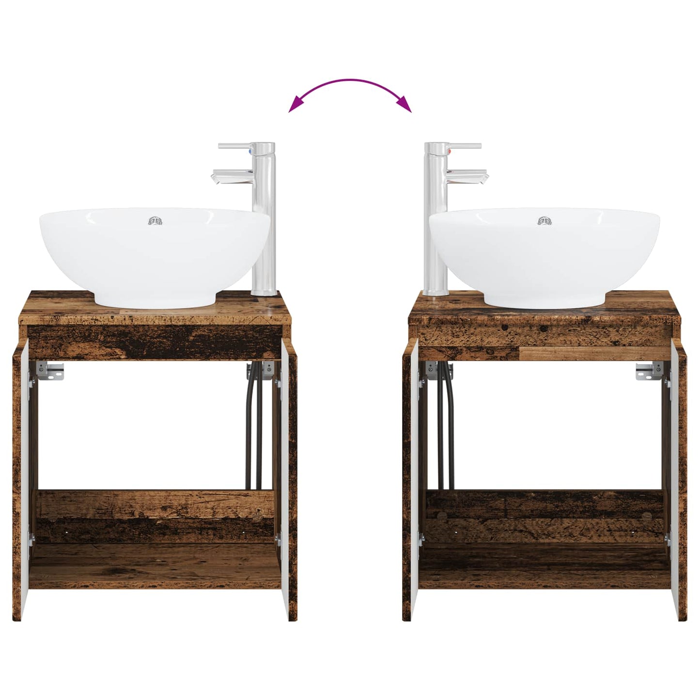 Bathroom Cabinet Set 3 pcs Old Wood 49.5 x 44.5 x 65 cm