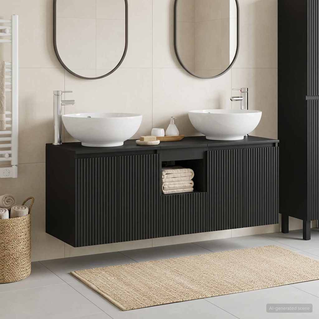 Bathroom Cabinet Set 3 pcs Black 49.5 x 44.5 x 65 cm