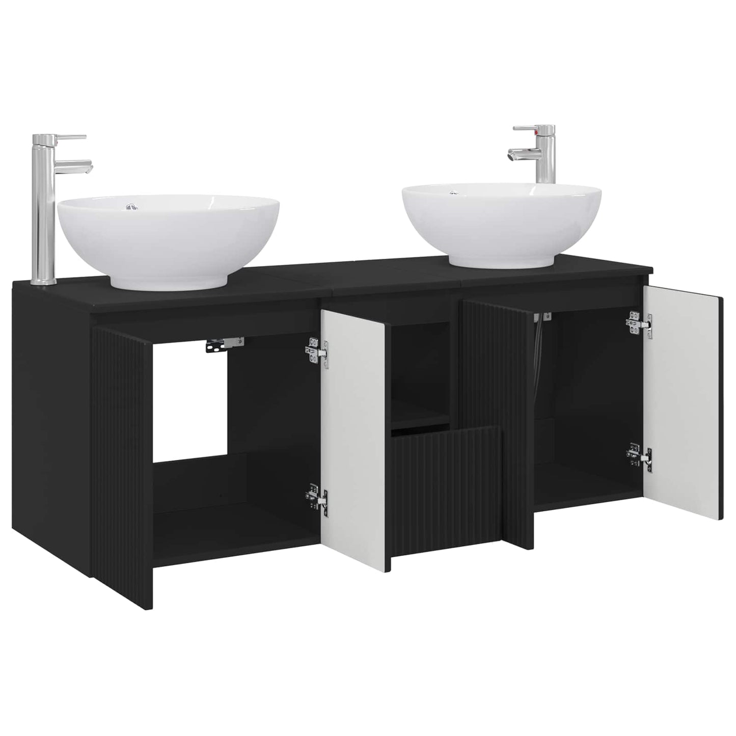 Bathroom Cabinet Set 3 pcs Black 49.5 x 44.5 x 65 cm
