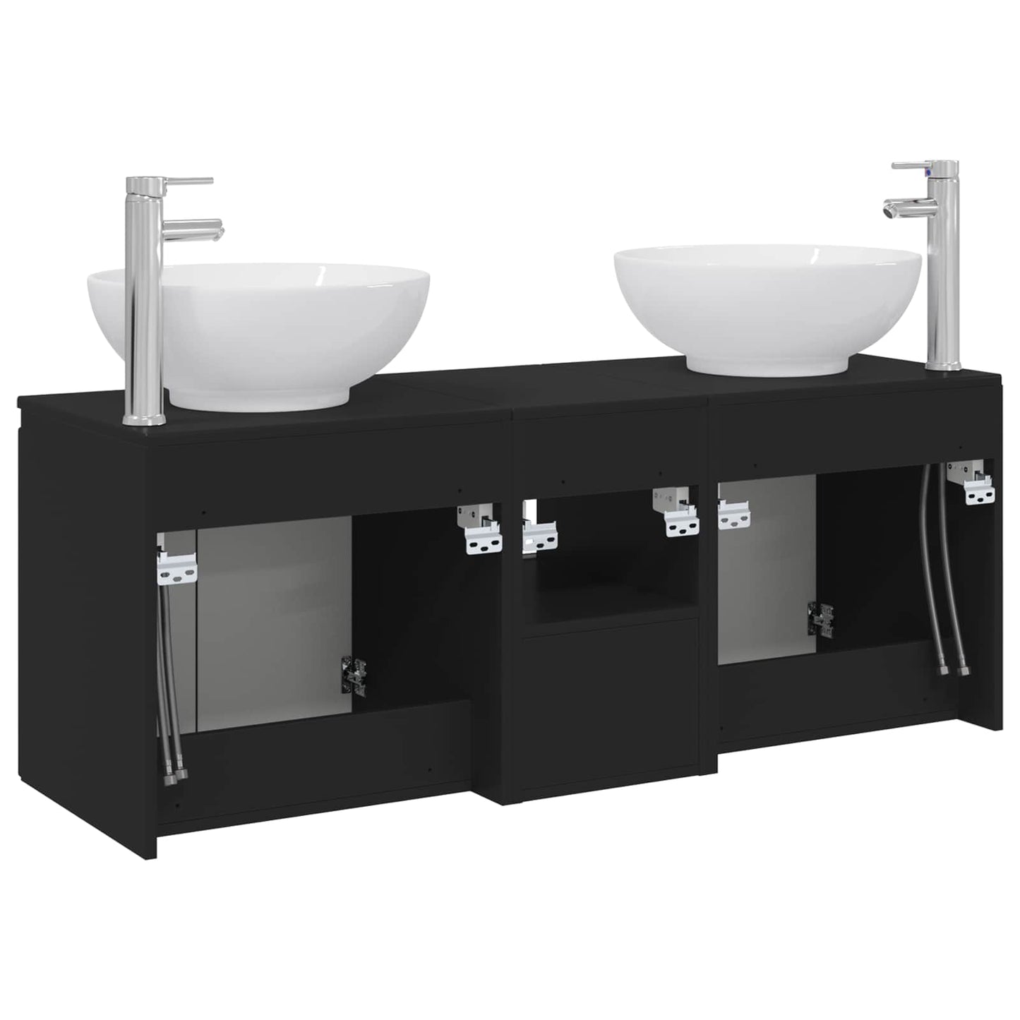 Bathroom Cabinet Set 3 pcs Black 49.5 x 44.5 x 65 cm