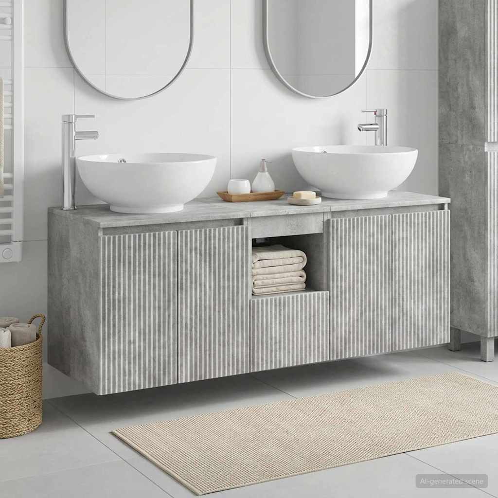 Bathroom Cabinet Set 3 pcs Concrete Grey 49.5 x 44.5 x 65 cm