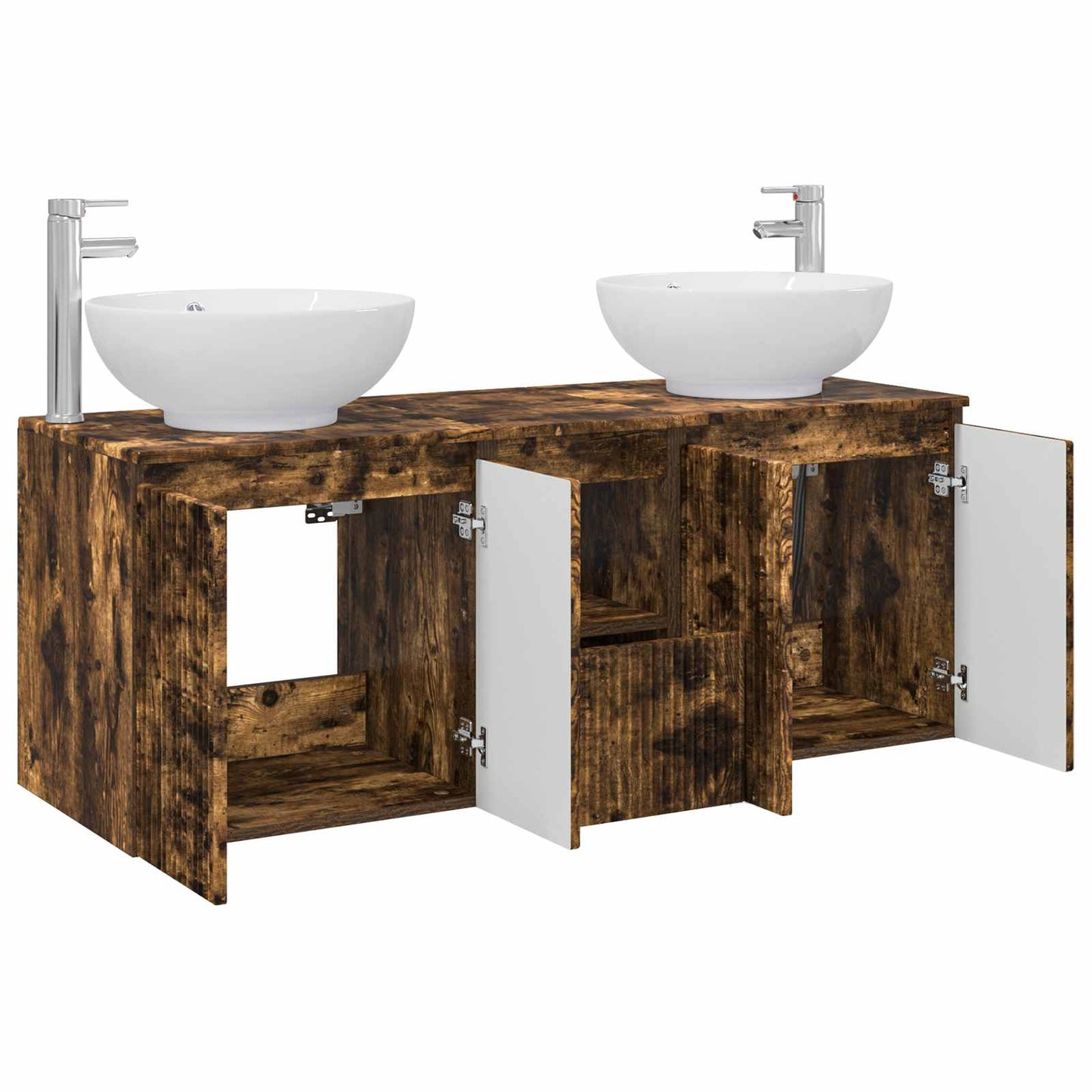 Bathroom Cabinet Set 3 pcs Smoked Oak 49.5 x 44.5 x 65 cm