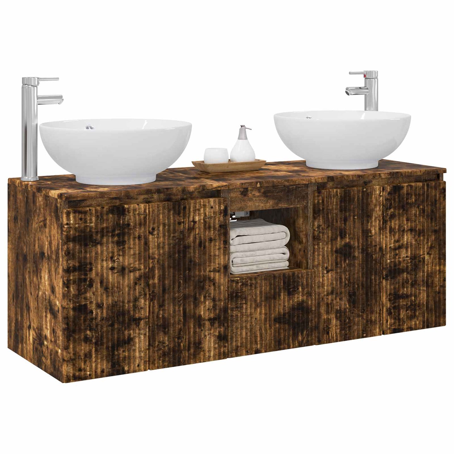 Bathroom Cabinet Set 3 pcs Smoked Oak 49.5 x 44.5 x 65 cm