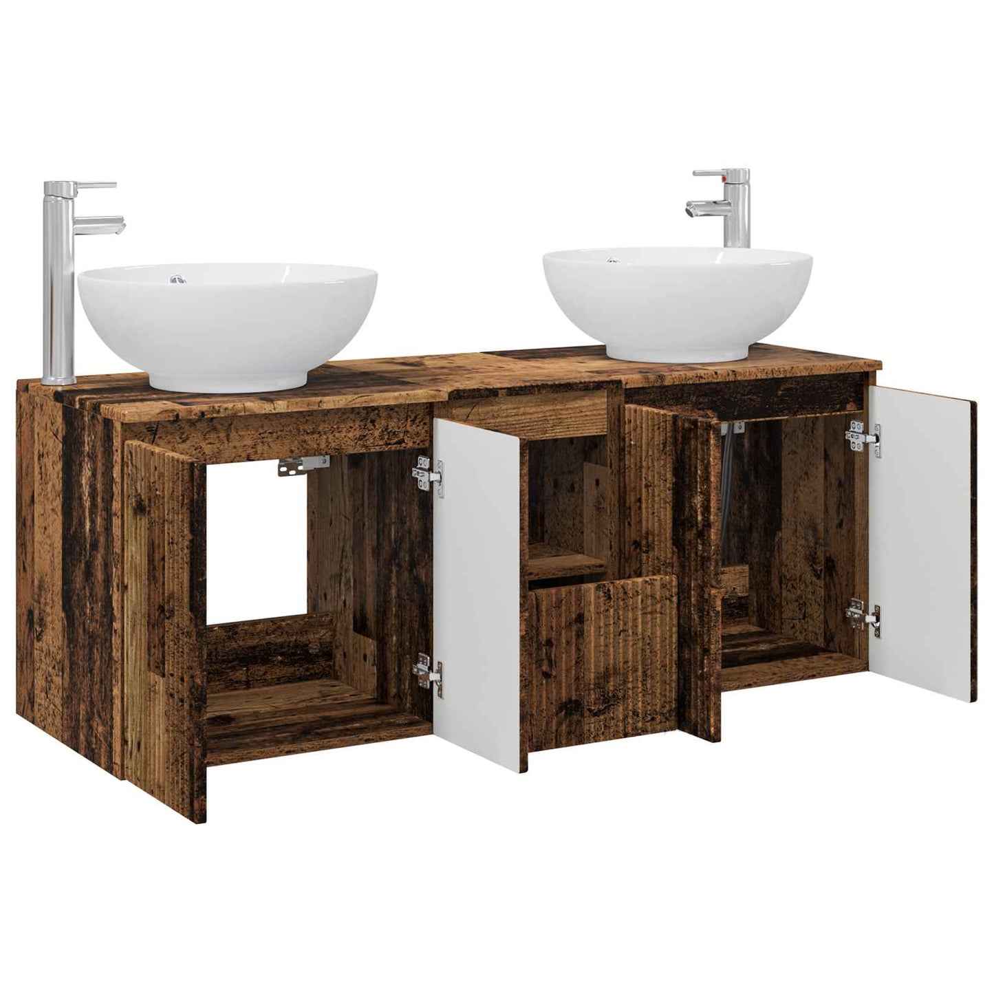Bathroom Cabinet Set 3 pcs Old Wood 49.5 x 44.5 x 65 cm