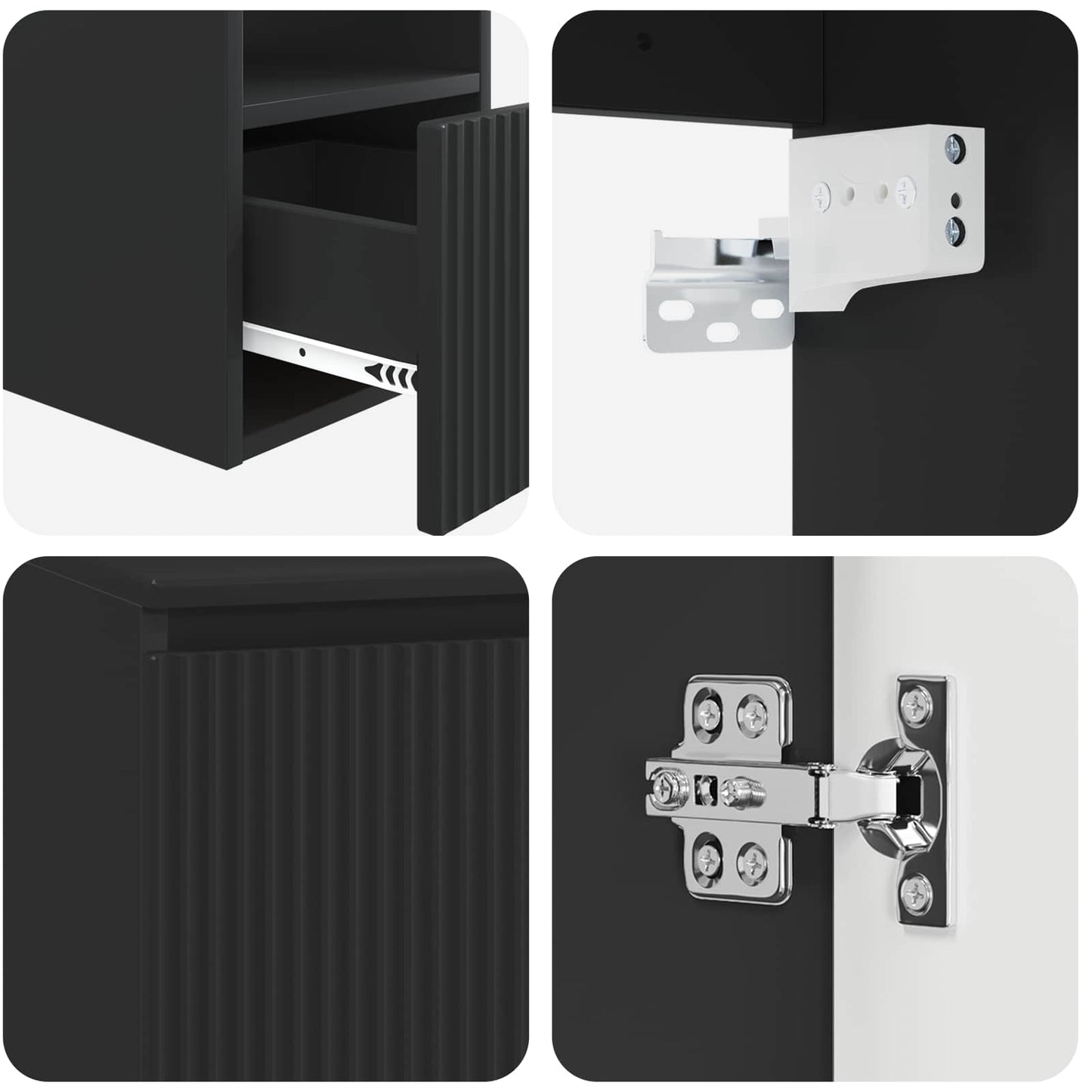 Bathroom Cabinet Set 3 pcs Black 49.5 x 44.5 x 66 cm