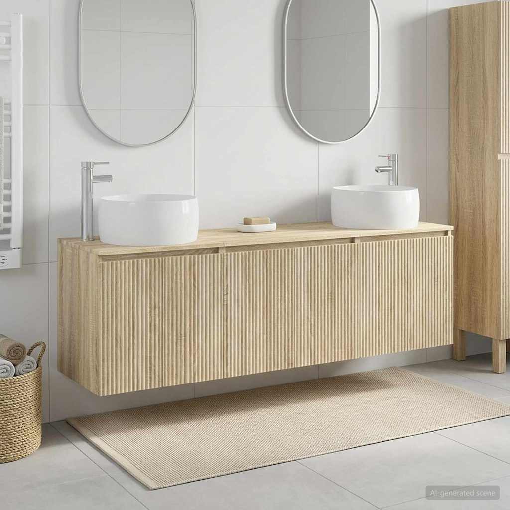 Bathroom Cabinet Set 3 pcs Sonoma Oak 49.5 x 44.5 x 66 cm
