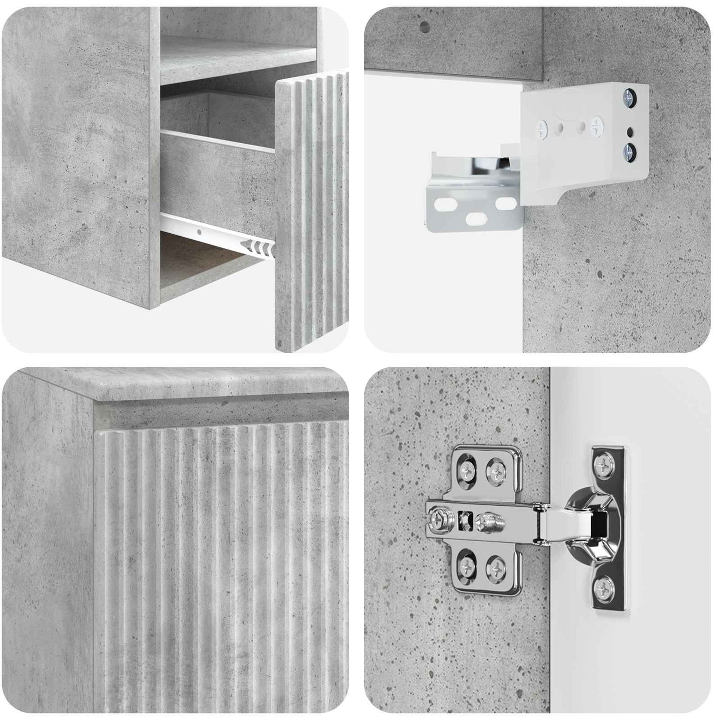 Bathroom Cabinet Set 3 pcs Concrete Grey 49.5 x 44.5 x 66 cm