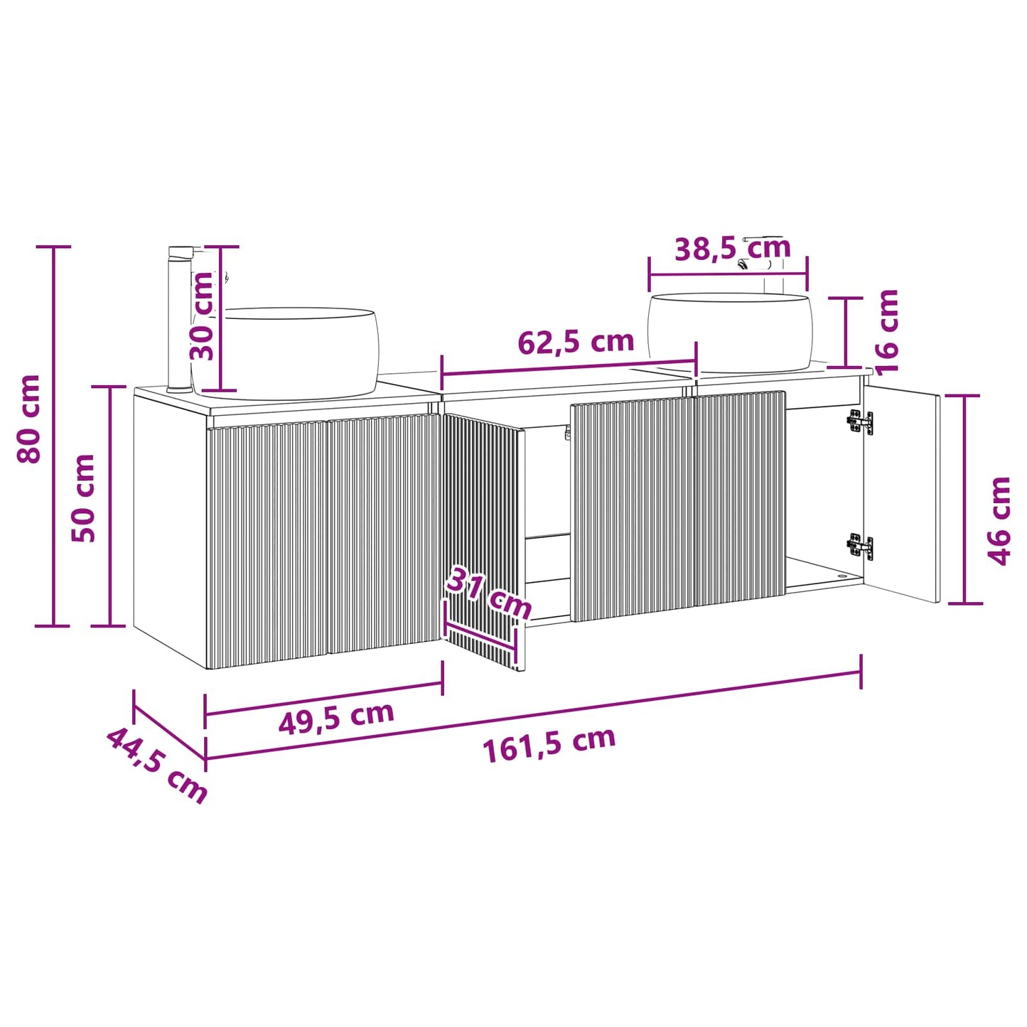 Bathroom Cabinet Set 3 pcs Concrete Grey 49.5 x 44.5 x 66 cm