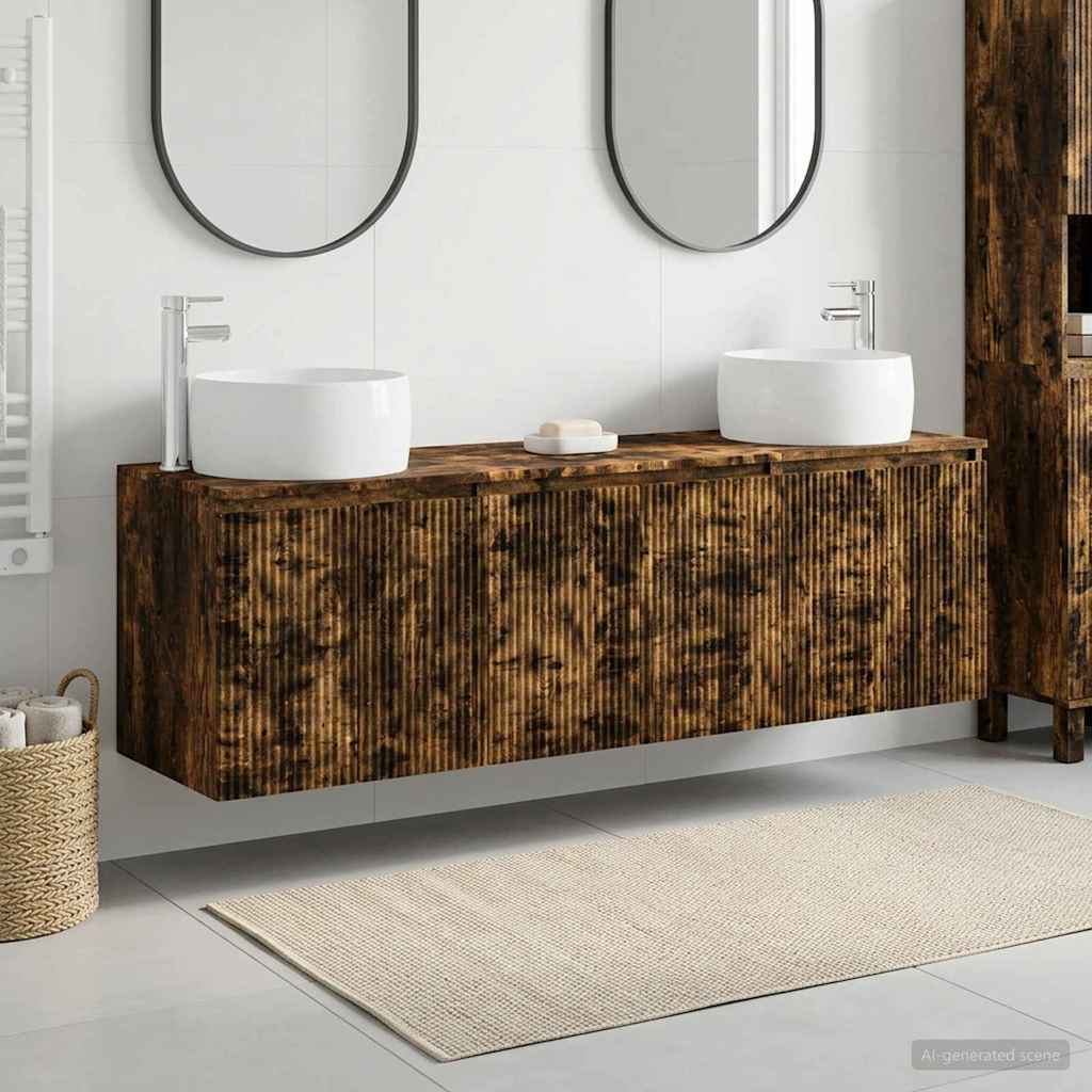 Bathroom Cabinet Set 3 pcs Smoked Oak 49.5 x 44.5 x 66 cm
