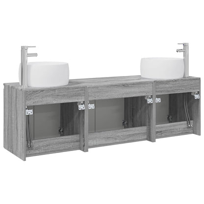 Bathroom Cabinet Set 3 pcs Grey Sonoma 49.5 x 44.5 x 66 cm