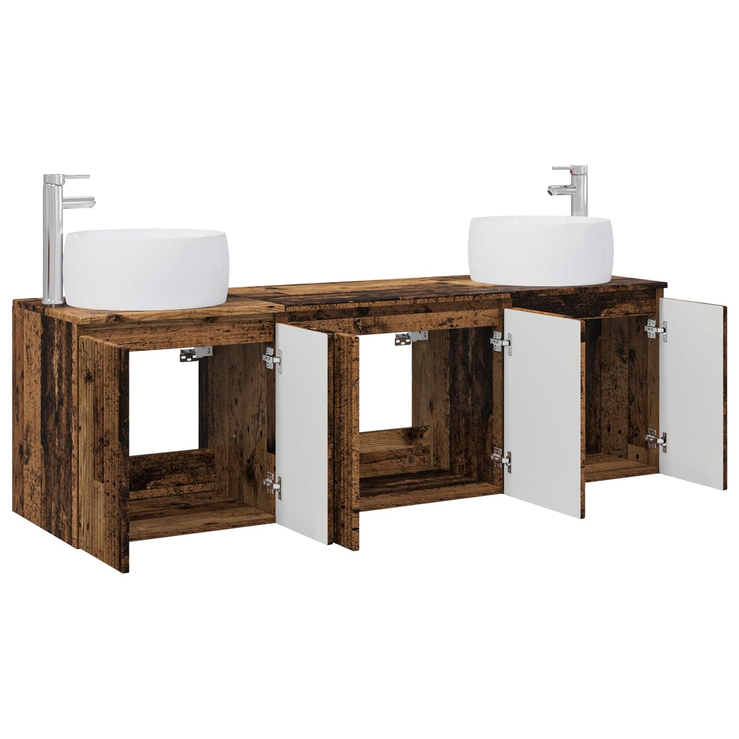 Bathroom Cabinet Set 3 pcs Old Wood 49.5 x 44.5 x 66 cm