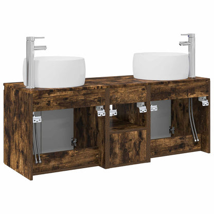 Bathroom Cabinet Set 3 pcs Smoked Oak 49.5 x 44.5 x 66 cm