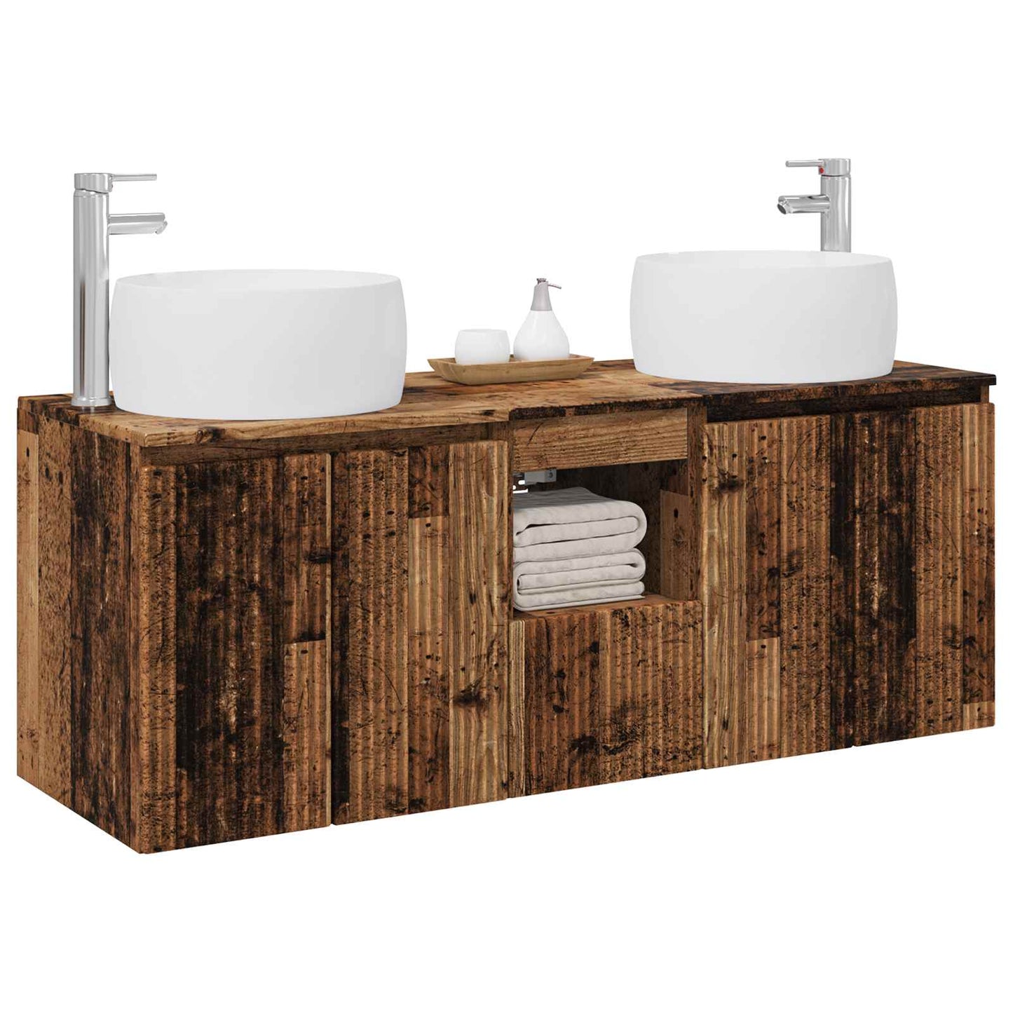 Bathroom Cabinet Set 3 pcs Old Wood 49.5 x 44.5 x 66 cm
